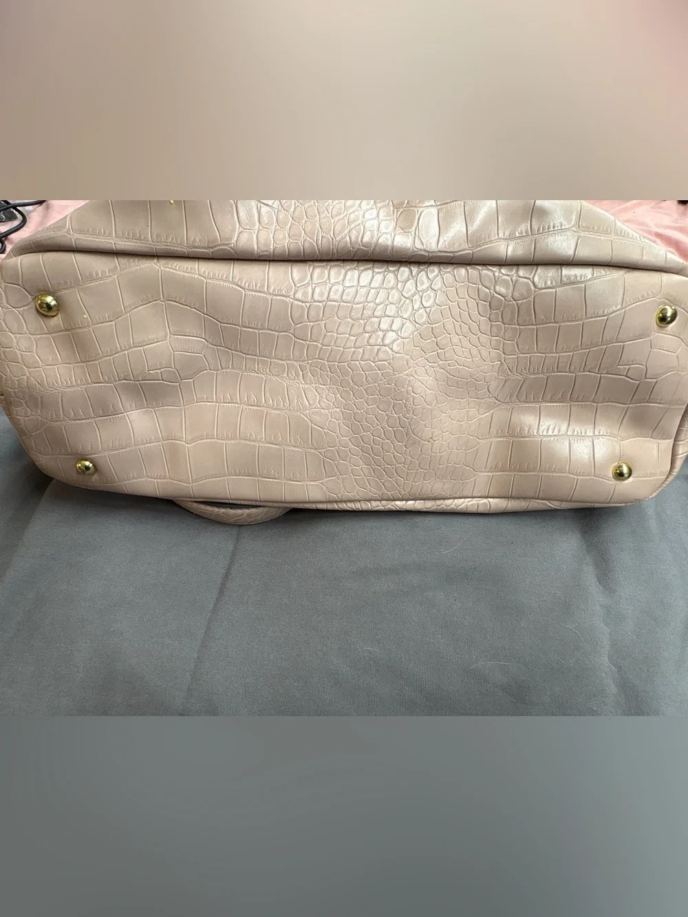 Liz Claiborne Y2K Blush Pink Croc Embossed Tote Shoulder Bag Gold Hardware
